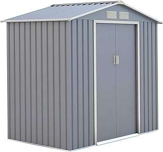 Abri de jardin en métal (127 x 213 195 cm gris. DIAYTAR COTE D'IVOIRE  - votre adresse en ligne pour des achats malins. Profitez de nos prix réduits sur une large gamme de produits, d'une sélection d'articles pour la maison aux dernières tendances de la mode, en passant par les équipements électroniques et les accessoires informatiques. Sans compromis sur la qualité, nous rendons le shopping abordable pour tous.