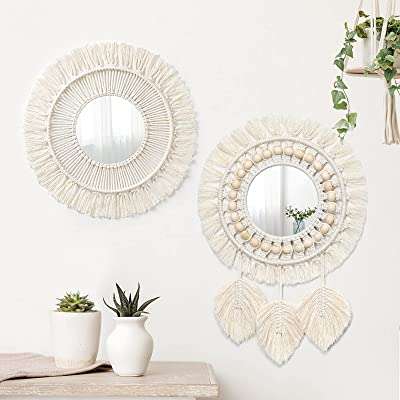 Lomohu miroir mural suspendu avec franges en macramé 2 pièces miroirs ronds de style. Faites des économies sur tous vos achats en ligne avec DIAYTAR COTE D'IVOIRE, la référence en termes de boutique en ligne discount. Parcourez notre large gamme de produits allant de la maison à l'électroménager, de l'informatique à la mode et des gadgets, et trouvez tout ce dont vous avez besoin à des prix incroyables. Profitez de nos offres exclusives et commandez dès maintenant pour une livraison rapide à votre porte.