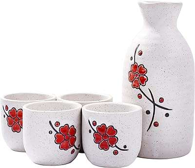 Service à saké japonais en céramique 1 pot et 4 tasses. DIAYTAR COTE D'IVOIRE  - Votre solution en ligne pour des achats discount sans compromis. Plongez dans notre univers où vous trouverez tout ce dont vous avez besoin, de l'électroménager aux articles tendance en passant par les produits informatiques. Faites des économies sans sacrifier la qualité chez nous !