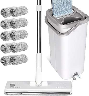 Ensemble de seau de vadrouille plat avec 10 tampons réutilisables en microfibre. DIAYTAR COTE D'IVOIRE  vous offre toutes les bonnes affaires sur un seul site. Découvrez notre sélection de produits discount pour la maison, l'électroménager, l'informatique et la mode. Bénéficiez de nos prix imbattables et trouvez les articles de qualité que vous recherchez, sans vous ruiner !