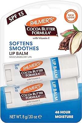 Baume à lèvres ultra hydratant au beurre de cacao palmer's spf 15 pour unisexe. Trouvez tout ce dont vous avez besoin à des prix incroyables sur DIAYTAR COTE D'IVOIRE  ! Notre large gamme de produits discount comprend des articles pour la maison, de l'électroménager à l'informatique en passant par la mode et les gadgets de pointe. Explorez nos offres variées et redécorez votre espace avec style, équipez-vous des dernières technologies, ou mettez à jour votre garde-robe sans vous ruiner. Profitez de la commodité de nos achats en ligne avec des options de livraison rapides et fiables !