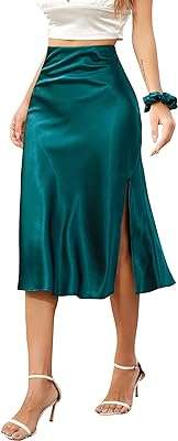 Jupe midi trapèze fendue taille haute en satin de soie pour femme. Choisissez DIAYTAR COTE D'IVOIRE  pour vos achats discount en ligne. Parcourez notre sélection étendue comprenant des produits pour tous les besoins, que ce soit pour la maison, l'électroménager, l'informatique, la mode ou les gadgets. Profitez de notre politique de prix bas et économisez tout en trouvant des articles de qualité.