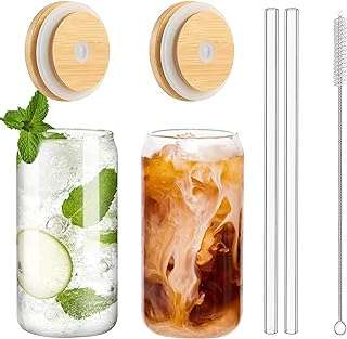 Ensemble de 2 tasses en verre à boire de 18 oz avec couvercles et pailles. DIAYTAR COTE D'IVOIRE, votre solution intelligente pour des achats malins. Découvrez notre boutique en ligne et bénéficiez de prix discount sur une large sélection de produits pour la maison, l'électroménager, l'informatique et la mode. Ne manquez pas l'opportunité de faire des économies avec DIAYTAR COTE D'IVOIRE !