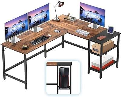 Bureau d'ordinateur en forme de l bureau d'angle d'étude industriel avec étagères. Ne cherchez plus, DIAYTAR COTE D'IVOIRE  est là pour vous offrir les meilleurs deals en ligne ! Explorez notre vaste sélection de produits à prix réduits, incluant tout ce dont vous avez besoin pour votre maison, votre cuisine, votre garde-robe et bien plus encore. Profitez de nos offres discount sur les dernières tendances et économisez tout en restant à la pointe de la mode.