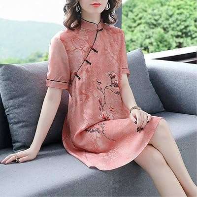 Mini robe d'été à imprimé qipao la mode chinoise trapèze décontractée