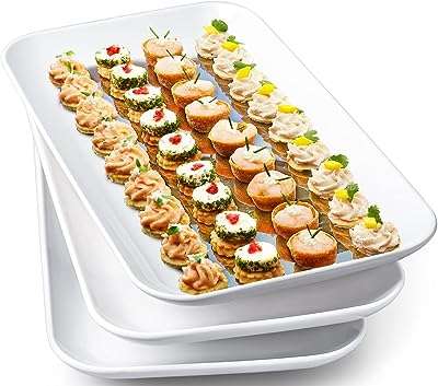 Grand ensemble de plateaux de service assiettes rectangulaires blanches de 14" grands pour fête. DIAYTAR COTE D'IVOIRE  - La solution idéale pour les chasseurs de bonnes affaires en ligne. Trouvez des produits discount de haute qualité dans toutes les catégories, y compris la mode, l'électronique, l'ameublement et bien plus encore. Économisez sans compromis sur la qualité !