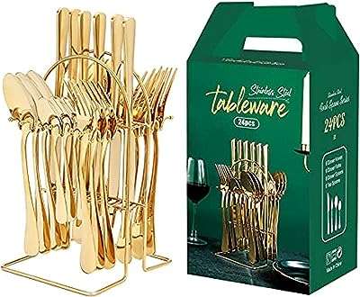Couverts en acier inoxydable avec support couverts polis miroir pour 6. À la recherche de bons plans ? Rendez-vous sur DIAYTAR COTE D'IVOIRE, votre partenaire en ligne pour des produits discount de qualité. Parcourez notre large éventail de produits, allant de l'électroménager de pointe à la mode tendance, et profitez d'économies incroyables tout en apportant une touche de style à votre vie quotidienne.