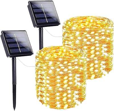 2pack de chaque 100 pieds 300 led guirlande lumineuse solaire extérieure. DIAYTAR COTE D'IVOIRE  - optimisez votre budget sans sacrifier la qualité ! Découvrez notre sélection discount allant des articles de mode aux équipements électroménagers, pour des économies garanties.