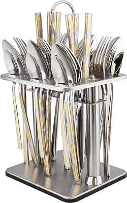 Ménagère de 24 pièces en argent avec support carré en acier. Rendez votre shopping en ligne encore plus satisfaisant avec DIAYTAR COTE D'IVOIRE . Notre boutique propose une grande variété de produits discount pour tous les aspects de votre vie, de l'équipement de la maison aux gadgets à la mode. Profitez de nos prix compétitifs et trouvez des offres incroyables sur tous vos achats !