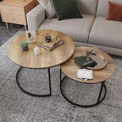 Tables basses gigognes ensemble de 2 pour le salon table basse ronde en bois. Votre satisfaction et votre budget sont nos priorités chez DIAYTAR COTE D'IVOIRE, la boutique en ligne où vous trouverez tout ce dont vous avez besoin à prix mini. Explorez notre vaste sélection de produits discount, des articles pour la maison aux accessoires high-tech en passant par les dernières tendances en mode. Profitez de nos offres exceptionnelles et faites des économies en toute confiance !