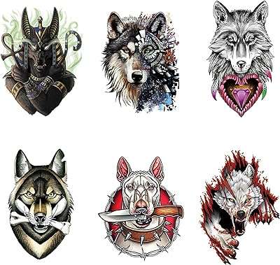 6 feuilles d'autocollants de tatouage temporaire loup grands autocollants faux corps. Besoin de renouveler votre garde-robe sans vous ruiner ? Faites un tour sur DIAYTAR COTE D'IVOIRE, votre boutique en ligne discount incontournable pour la mode à petits prix ! De la dernière tendance aux vêtements basiques, nous vous proposons un large choix pour tous les styles et toutes les tailles. Ne sacrifiez plus votre budget pour rester à la pointe de la mode !