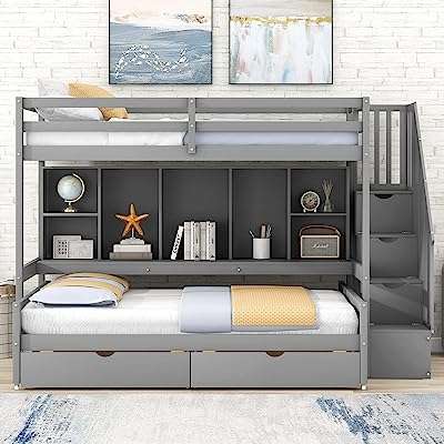 Lit superposé double libfan xl avec escaliers lit en bois massif avec étagères de rangement. DIAYTAR COTE D'IVOIRE, votre destination incontournable pour des produits discount de qualité. Que vous recherchiez des articles pour la maison, l'électroménager, l'informatique, la mode ou les gadgets, notre boutique en ligne saura répondre à tous vos besoins sans vous ruiner !