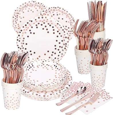 175 pièces pour 25 articles de fête à pois en or rose sur des assiettes. Vous cherchez des produits discount de qualité ? Ne cherchez plus, DIAYTAR COTE D'IVOIRE  est là pour vous ! Parcourez notre boutique en ligne et découvrez une variété d'articles pour la maison, l'électroménager, la mode, l'informatique et les gadgets à des prix défiant toute concurrence. Ne manquez pas nos offres spéciales et économisez sur tous vos achats !