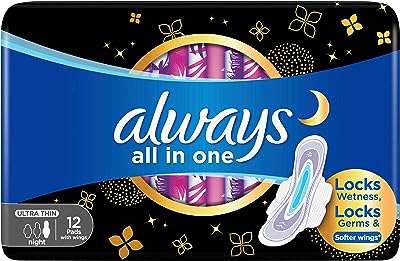 Serviettes hygiéniques de nuit ultra fines always all in one avec ailettes. Plongez dans l'univers des bonnes affaires avec DIAYTAR COTE D'IVOIRE  ! Notre boutique en ligne vous propose une sélection de produits discount dans différents domaines, allant des indispensables de la maison aux dernières tendances en matière de mode et de technologie. Naviguez à travers notre catalogue et profitez d'offres à ne pas manquer.