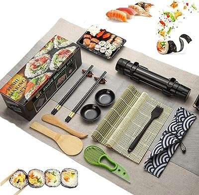 Ensemble de machine à sushi ahlan bazooka avec tapis en bambou. Ne payez plus le prix fort pour vos appareils électroménagers ! DIAYTAR COTE D'IVOIRE  vous propose une vaste gamme d'électroménager discount, des marques les plus reconnues aux appareils les plus innovants. Économisez tout en profitant de la meilleure qualité avec DIAYTAR COTE D'IVOIRE .