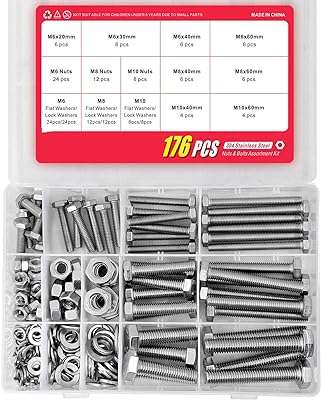 Kit d'assortiment de 176 boulons et écrous robustes m6 m8 m10 en acier. Bienvenue sur DIAYTAR COTE D'IVOIRE, le site idéal pour les amateurs de bonnes affaires ! Avec une large gamme de produits discount pour la maison, l'électroménager, l'informatique, la mode et les gadgets, nous offrons une solution pratique pour économiser sans renoncer à la qualité. N'attendez plus, explorez notre sélection et profitez de prix imbattables.