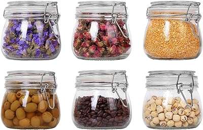 Comsave ensemble de 6 bocaux en verre hermétiques avec couvercles 17 onces de stockage des aliments