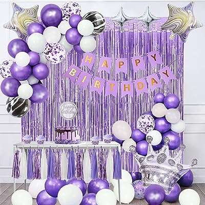 Ensemble de décorations d'anniversaire violettes pour femmes et filles fournitures de fête avec bannière. Besoin de produits à petit prix ? DIAYTAR COTE D'IVOIRE  vous propose une large sélection d'articles discount, allant de la maison à l'électroménager en passant par l'informatique, la mode et les gadgets. Faites des économies en faisant vos achats chez nous !