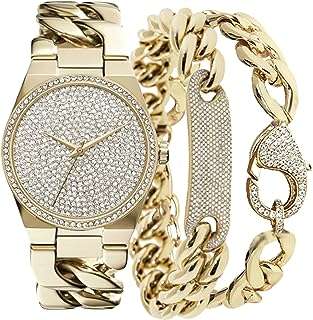 Montre à quartz analogique pour femme avec bracelet assorti or moyen. DIAYTAR COTE D'IVOIRE  - votre destination en ligne pour des achats discount sans compromis sur la qualité. Parcourez notre assortiment diversifié de produits, allant des équipements informatiques conviviaux aux articles de mode tendance en passant par les indispensables de la maison, et faites des économies sur tous vos besoins.