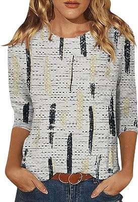 Femmes été hauts col rond manches trois quarts confortable imprimé t shirt. Simplifiez votre recherche de produits discount avec DIAYTAR COTE D'IVOIRE, votre boutique en ligne ultime. Parcourez notre catalogue complet qui regroupe des articles pour chaque besoin, de la maison à l'électroménager, en passant par l'informatique, la mode et les gadgets. Profitez de nos tarifs compétitifs et achetez intelligemment avec DIAYTAR COTE D'IVOIRE .