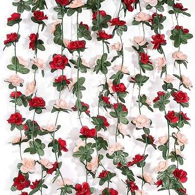 Ensemble de 5 vignes de fleurs artificielles suspendues de 47 pieds de long pour la maison