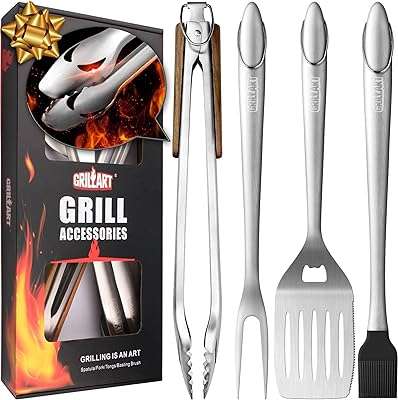 Grillart bbq tools ensemble d'outils de gril grillade 18 pouces accessoires avec pinces. Faites des économies sans sacrifier la qualité avec DIAYTAR COTE D'IVOIRE . Notre boutique en ligne propose une immense variété de produits discount, allant des appareils électroménagers aux vêtements tendance et aux gadgets les plus populaires. Trouvez tout ce dont vous avez besoin à des prix incroyables !