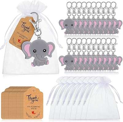 20 porte clés éléphant pour fête prénatale sacs en organza coffret cadeau carte de remerciement. DIAYTAR COTE D'IVOIRE  - L'adresse incontournable des chasseurs de bonnes affaires en ligne. Découvrez notre large gamme de produits à prix discount, allant des gadgets innovants aux appareils électroménagers dernier cri. Faites des économies sans sacrifier vos envies !
