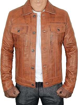 Veste de camionneur en cuir pour hommes veste classique coupe ajustée. DIAYTAR COTE D'IVOIRE, votre source incontournable de bonnes affaires en ligne ! Parcourez notre catalogue diversifié comprenant des produits discount, allant des éléments de décoration d'intérieur à l'électroménager, en passant par l'informatique, la mode et les gadgets abordables.