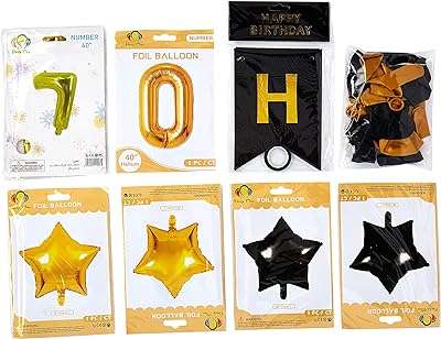 Kit de décorations de fête d'anniversaire 70e 35 pièces paquet ballons en aluminium. DIAYTAR COTE D'IVOIRE  - Votre source en ligne pour des produits discount de qualité. Explorez notre boutique en ligne et découvrez une large variété de produits, du petit électroménager aux gadgets les plus en vogue. Profitez de nos prix cassés et trouvez les meilleurs deals pour vos besoins quotidiens.