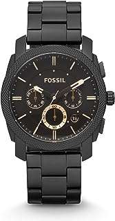 Montre chronographe fossil machine pour hommes cadran noir bracelet en acier