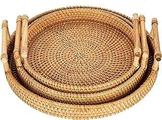 Plateau de service décoratif en rotin avec poignées ensemble de 3. À la recherche de bonnes affaires ? DIAYTAR COTE D'IVOIRE  est là pour vous aider ! Découvrez notre boutique en ligne remplie de produits discount, des dernières tendances en mode aux gadgets les plus recherchés. Ne manquez pas nos prix imbattables !