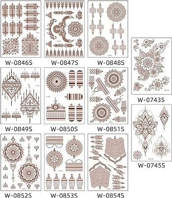 11 feuilles d'autocollants de tatouage temporaire au henné marron autocollant. DIAYTAR COTE D'IVOIRE  - Le paradis du shopping en ligne pour les amateurs d'affaires à prix réduit. Parcourez notre sélection de produits discount pour la maison, l'électroménager, l'informatique et bien plus encore. Réalisez de belles économies sans faire de compromis sur la qualité.