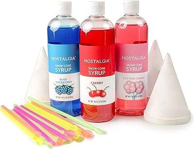 Pack de fête nostalgia deluxe snow cone 3 sirops framboise bleue. DIAYTAR COTE D'IVOIRE  - La boutique en ligne qui rend les bonnes affaires accessibles à tous. Parcourez notre sélection de produits discount, de l'électroménager pratique à la mode abordable, tout en profitant de notre engagement envers la qualité. Ne payez plus trop cher pour ce dont vous avez besoin, faites vos achats malins chez nous !
