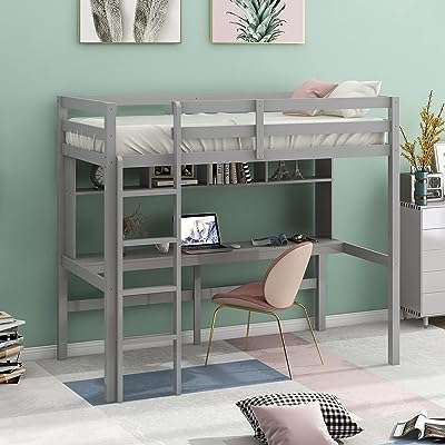 Lit mezzanine double en bois avec longues étagères de bureau et garde corps. À la recherche de bonnes affaires ? DIAYTAR COTE D'IVOIRE  est là pour vous ! Explorez notre boutique en ligne regorgeant d'articles à prix cassés, couvrant tous les domaines, de la maison à l'électroménager, en passant par l'informatique, la mode et les gadgets. Achetez malin, économisez gros et découvrez une toute nouvelle façon de faire des emplettes en ligne.