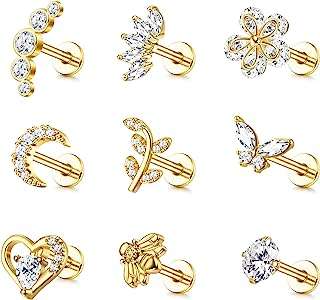 9 pièces 16g piercings helix boucles d'oreilles tragus cartilage pour femmes ensemble de d'oreilles. DIAYTAR COTE D'IVOIRE  - Votre destination shopping pour des produits de haute qualité à des prix réduits. Parcourez notre site et découvrez notre vaste sélection de produits, des gadgets aux produits de beauté en passant par les articles de sport et les outils de bricolage, tous disponibles à des tarifs discount.