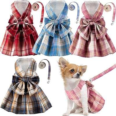 4 pièces à carreaux robe pour chien harnais cravate laisse. DIAYTAR COTE D'IVOIRE  : votre boutique en ligne discount préférée ! Faites des économies sur des articles essentiels pour votre vie quotidienne, de l'électroménager à l'informatique en passant par la mode et les gadgets. Ne cherchez plus, les meilleurs prix sont chez nous !