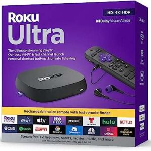 Roku streaming ultra 2022 4k hdr dolby vision et télécommande vocale pro avec batterie