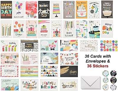 Lot de 36 cartes d'anniversaire primevie comprenant mixtes avec enveloppes et autocollants. Faites des économies sans compromis chez DIAYTAR COTE D'IVOIRE, votre destination de shopping en ligne pour des produits discount de qualité supérieure, allant des appareils électroniques à la décoration d'intérieur.