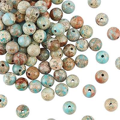 Olycraft environ 96 pièces de perles de jaspe impérial naturel de 8 mm