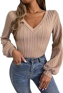 T shirt décontracté à manches lanternes et col en v pour femme. Ne payez pas le prix fort, découvrez DIAYTAR COTE D'IVOIRE  ! Notre boutique en ligne généraliste vous propose une variété de produits discount, des essentiels pour la maison aux appareils électroniques, en passant par la mode et les gadgets. Bénéficiez de prix abordables et de promotions attractives pour réaliser des économies significatives sur vos achats en ligne.