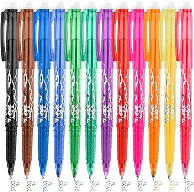 Stylos gel effaçables 12 couleurs pointe fine (07) font disparaître les erreurs prise en main