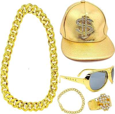 Ensemble de costumes hip hop 5 pièces de vêtements de rappeur cool comprenant une chaîne plate en or. Économisez tout en vous faisant plaisir grâce à DIAYTAR COTE D'IVOIRE, votre boutique en ligne généraliste. Notre large gamme de produits, allant de la décoration de maison aux gadgets dernier cri, en passant par la mode et l'électroménager, vous permettra de trouver ce que vous désirez à prix réduits.