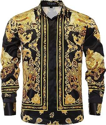 Chemise de bal boutonnée en soie imprimée de marque de luxe pour hommes. DIAYTAR COTE D'IVOIRE, votre destination shopping idéale pour des produits discount de qualité. Explorez notre catalogue en ligne et trouvez tout ce dont vous avez besoin pour votre maison, de l'électroménager à la mode en passant par les gadgets innovants. Grâce à nos prix avantageux, économisez sans compromis sur la satisfaction de vos achats.