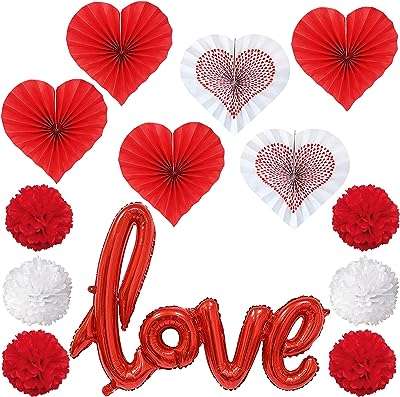 Ensemble de décoration pour la saint valentin éventails en papier coeur rouge et blanc. DIAYTAR COTE D'IVOIRE  - La référence en ligne pour des achats malins ! Explorez notre catalogue varié incluant des produits discount pour la maison, l'électroménager, l'informatique et la mode. Optez pour la qualité à petit prix et ne manquez pas nos promotions exclusives.