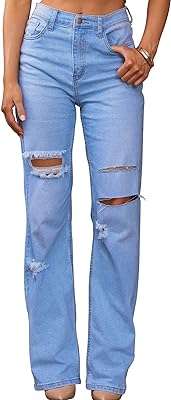 Jean décontracté taille haute pluntmy pour femme. DIAYTAR COTE D'IVOIRE  - La référence en ligne pour des achats malins ! Explorez notre catalogue varié incluant des produits discount pour la maison, l'électroménager, l'informatique et la mode. Optez pour la qualité à petit prix et ne manquez pas nos promotions exclusives.