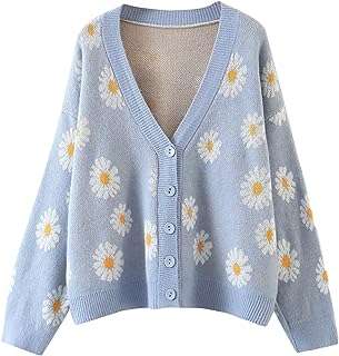 Pull tricoté à imprimé floral y2k pour femme manches longues col en v. DIAYTAR COTE D'IVOIRE  vous offre un large choix de produits discount, allant des appareils électroménagers dernier cri aux vêtements à la mode en passant par les gadgets les plus innovants. Faites vos achats en ligne en toute simplicité et bénéficiez de prix avantageux pour équiper votre maison avec style, sans vous ruiner.