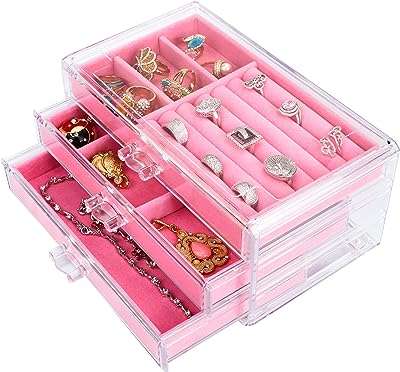 Organisateur de bijoux en acrylique transparent avec 3 tiroirs pour femmes. DIAYTAR COTE D'IVOIRE  is your ultimate destination for discount shopping, providing a diverse range of products that cater to your everyday needs. With everything from essential home appliances to state-of-the-art electronics, trendy fashion pieces, and inventive gadgets, our online store offers unbeatable prices without compromising on quality.