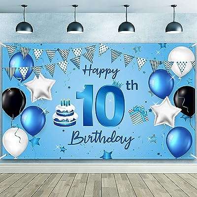 Bannière de toile de fond personnalisée pour 10e anniversaire "joyeux anniversaire" en tissu. DIAYTAR COTE D'IVOIRE  - La boutique en ligne discount incontournable pour tous vos besoins. Explorez notre vaste catalogue de produits, comprenant des articles pour la maison, l'électroménager, l'informatique et la mode, tous à des prix défiant toute concurrence.