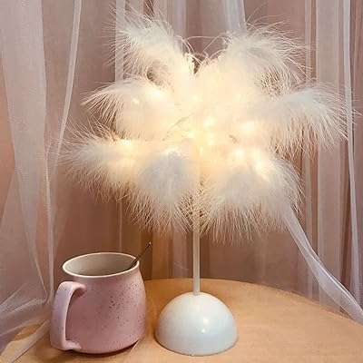 Plume lampe de table chaude bricolage lumière led bouleau blanc. DIAYTAR COTE D'IVOIRE  - le secret des bonnes affaires en ligne. Simplifiez vos achats et réalisez des économies substantielles grâce à notre sélection éclectique comprenant des articles pour votre maison, des gadgets high-tech, des produits informatiques et des vêtements branchés, tous à des prix imbattables.