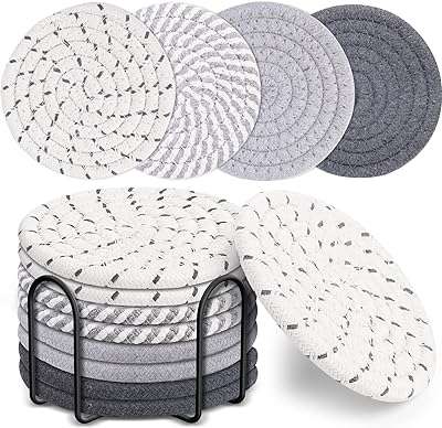 Ensemble de 8 sous verres avec support 4 couleurs absorbants ensemble en coton tissé pour la. DIAYTAR COTE D'IVOIRE  - Votre destination en ligne pour des achats malins. Explorez notre catalogue diversifié de produits discount, des indispensables du quotidien aux dernières tendances. Faites des économies tout en vous garantissant la satisfaction grâce à nos offres attractives et notre engagement envers un rapport qualité-prix exceptionnel.